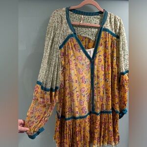 Free People floral minidress - long sleeve - size M